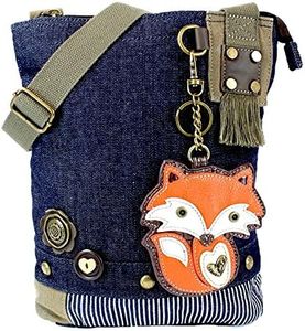 Chala Patch Cross-Body Women Handbag, Blue Denim Canvas Messenger Bag - Fox Denim