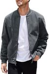 COOFANDY Mens Varsity Baseball Jacket Causal Slim Fit Suede Leather Bomber Jackets