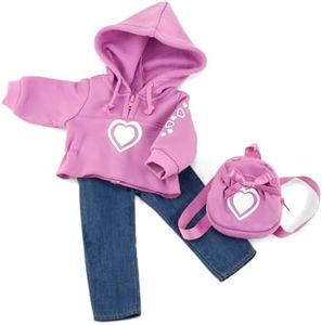 46cm Doll Clothes Heart Hoody Set - Fits American Girl Dolls Includes 46cm Accessories