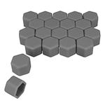 kwmobile Set of 20 Car Wheel Nuts Covers Compatible with 19 mm Wheel Nuts - Bolt Caps Hub Screw Cover - Grey