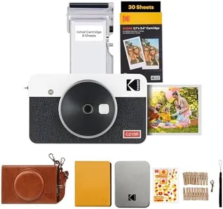 KODAK Mini Shot 2 Retro 4PASS 2-in-1 Instant Digital Camera and Photo Printer (2.1x3.4 inches) Initial 8 Sheets + 60 Sheets Gift Bundle, White