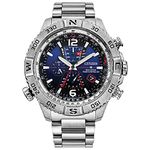 Citizen Mens Promaster Navihawk A-T Eco-Drive Watch 48mm Silver-Tone Stainless Steel Case and Bracelet with Blue Dial (AT8220-55L)