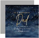 Birthday Card for Dad - Wonderful Stars Design - Male Birthday Card for Men Adult - Gold Foil Star Sky Design - Special Birthday Card for Him from Family | Blank Inside Envelope