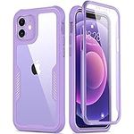FUNMIKO Case with Screen Protector [Built-in],Military Grade Pass 21 ft. Drop Test Protective Phone Cover for iPhone 12/12 Pro 6.1" Lavender Purple
