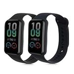 kwmobile Straps Compatible with Amazfit Band 7 Straps - 2X Replacement Silicone Watch Bands - Black/Dark Blue