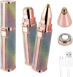 Hewan Eyebrow Trimmer for Women - 2in1 Facial Hair Remover with Replaceable Heads, Hair Removal Machine For Women For Eyebrows, Face, Lips, and Nose Hair Remover with Light (Rainbow Colour)