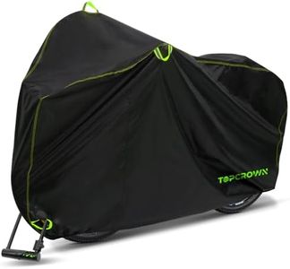 Topcrown Bike Cover Waterproof Outdoor Storage for 1/2/3 Bikes, Bicycle Cover Rain Sun UV Dust Wind Proof with Storage Bag for Mountain Road Bike/Ebike (210D Black+Green, XL Size for 1 bike)