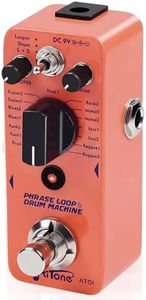 AITONE Looper Drum Machine Guitar Pedal 20 Minute Loop 16 Drum Grooves Tap Tempo True Bypass Mini Metal Effects Pedal for Electric Guitar Practice (AT-01)