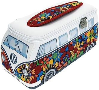 Brisa VW Collection - Bolsa de Neopreno Universal para Maquillaje, Viajes y Farmacia Volkswagen T1 Camper Bus (Flower/Multicolor/Grande).
