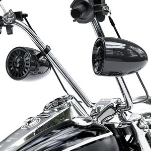 GoHawk Bluetooth Motorcycle Speakers | 5" Waterproof Motorcycle Stereo System | Built-in Amplifier Audio Music Player w/USB, Great for Ape-Hanger Handlebar Harley Custom Touring, AS5-X Black