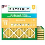 Filterbuy 18x18x1 Air Filter MERV 11 Allergen Defense (6-Pack), Pleated HVAC AC Furnace Air Filters Replacement (Actual Size: 17.75 x 17.75 x 0.75 Inches)