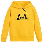 More & More Men's & Women's Regular Fit Cotton Hooded Hoodie (Panda Hoodie Kids Yellow-36_Yellow_13-15 Years)