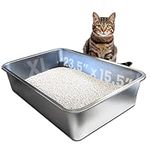 iPrimio Ultimate Stainless Steel Cat XL Litter Box - Never Absorbs Odor, Stains, or Rusts - No Residue Build Up - Easy Cleaning Litterbox Designed by Cat Owners (1 Pan)