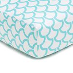 American Baby Company 100% Natural Cotton Percale Fitted Crib Sheet for Standard Crib and Toddler Mattresses, Aqua Sea Waves, Soft Breathable, for Boys and Girls