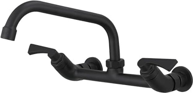 Wall Mount Kitchen Faucet 8" Center Commercial Faucet Two Handle Utility Sink Faucets 360 Degree Swivel Spout Brass Industrial Mixer Tap for Laundry Room Restaurant Matter Black by Homevacious