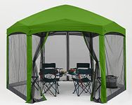 COOSHADE Pop Up Gazebo 6 Sided Screened Canopy Tent Outdoor Screen House(12x10Ft,Grass Green)