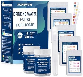 Home Water Testing Kits for Drinking Water: 18 in 1 Well Water Test Kit 200 Strips with 5 Bacteria Test Kit for Drinking Water to Detect Bacteria Fluoride Hardness Iron pH, etc