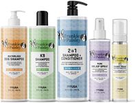 Frankie & Paisley 2in1 Dog Shampoo Conditioner, Waterless Dry Wash, Pure Relief Hot Spot Spray, Fanny Cleaning Foam and K9 Soothing Soap with Hemp Seed Oil – Ultimate Groomers Package