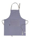 AMOUR INFINI Cotton Aprons for Women with Pockets Adjustable Strap and Waist Ties Washable Printed Aprons for Baking, Cooking, Gardening (27.5 x 33 Inches - Blue)