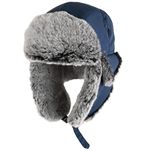 Taslan Ushanka Cap - Faux Fur Lined Warm Winter Russian Style Hat (Large (58/59 cm), Navy Blue)