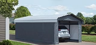 Arrow Sheds Amazon Exclusive 12' x 20' x 7' 29-Gauge Carport with Galvanized Steel Roof Panels and Enclosure Kit, Eggshell