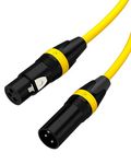 Genuinexer - Speed Is Our Identity® ( 3 Pin XLR Cable | XLR Male to XLR Female Cable | Flexible XLR Cord, Yellow (XLR Male To Female, 2 Meter (6.56 Feet)