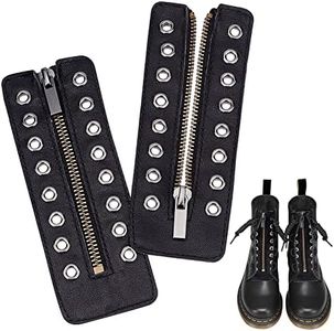 PandaHall Leather Lace-Up Boots with Zip Inserts 16.5 x 6 cm Sen Zip Without Tie Zip Laces Smooth Shoelaces Without Laces for Boots Shoes Trainers