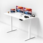 Intellidesk Alloy Steel Eco - Electronic Height Adjustable Desk | 80Kg Weight Capacity | New Touch Controller with 3 Presets | 5-Year Warranty| E1 Grade Low VOC 25mm Table Top (White, 48 * 24 inches)