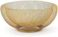 MattEasy Mesh Fruit Bowl Metal Fruit Basket Decorative Countertop Candy Dish Holder Stand for Kitchen Table,Home Decor (Gold 12")