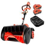 VOLTASK Cordless Snow Shovel with Wheels, 48V | 16-Inch | 4-Ah Brushless Cordless Snow Blower, Battery Snow Blower with Directional Plate & LED Lights (2 * 24V Battery & Dual Quick Charger Included)