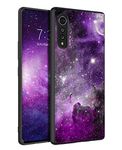 KANGYA LG Velvet Case, LG Velvet Phone Case, Slim Fit Glow in The Dark Space Galaxy Nebula Design Hybrid Hard PC Soft TPU Girls Women Men Protective Cases Cover for LG Velvet 4G/5G (2020), Purple