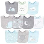 Luvable Friends Baby Unisex Interlock Cotton Drooler Bibs, Boy Basic Elephant, One Size Bandana, (Pack of 10)