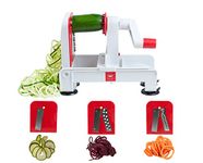 Paderno World Cuisine Folding Spiral Vegetable Slicer/Countertop-Mounted Plastic Spiralizer incl. 3 Different Blades Made of Stainless Steel