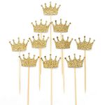 Confetti! Crown Cupcake Cake Toppers Gold Glitter,20 Pcs Cake Decoration for First Birthday, Birthday Party,Baby Shower Wedding Food Decor and Cupcake Party Picks