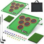 IGRL Golf Game Play Set of 2, Golf Chipping Cornhole Game Includes 20 Velcro Golf Balls, Putting Mat, Golf Putter and Carrying Bag, Golf Target Games for Golfers Fathers Indoor Outdoor Backyard Games