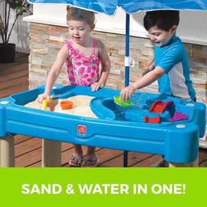 Step2 Sand & Water Activity Table with Lid, Parasol & 6 Accessories