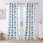 Story@Home Curtains 7 Feet Long Set of 2 100% Cotton Door Curtains Canvas Fabric Tieback, Graphic Print Light Filtering Bohemian Curtains for Living Room, Bedroom, Hall, 116 x 215 cm, Blue