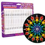 Dotting Tools for Painting Mandalas - Happy Dotting Company - 16pc Double Ended Super Set for Mandala dot Art - Includes Stylus - Unique Ellipse Tool - for Painting Rocks DIY Stone Craft and Canvas