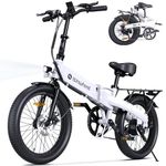 isinwheel U5 Electric Bike for Adults, 500W Peak Folding Fat Tires Ebike with 80KM Pas Range, 32KM/H Speed, 48V 7.8Ah Removable Battery, 20" Lightweigt Electric Bicycle with Shelf for Commuting