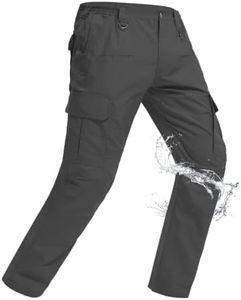 Qynthz Men's Tactical Pants Water Resistant Ripstop Cargo Pants Lightweight EDC Outdoor Hiking Pants 10 Pockets Work Pants Dark Grey 42W x 32L