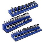 MichaelPro MP014002 3-Pc Magnetic Socket Organizer- 1/4-inch, 3/8-Inch, & 1/2-Inch Drive Magnetic Socket Holder Kit in Metric, Professional Grade Socket Organizers for Toolboxes/Cabinets (Metric)