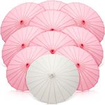 Clysee 10 Pieces 33 Inches Wedding Paper Umbrellas Bride Bridesmaid Wedding Parasol Decorative Chinese Japanese Silk Umbrella DIY Oiled Paper Painting Umbrellas Crafts for Wedding Bridal Party Decor