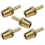 Boeray 5pcs Brass Hose Barb Fittings 3/16 Inch Barb to 1/4 Inch Male NPT Thread Air Hose Fitting Adapter