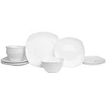 Everyday White by Fitz and Floyd Nevaeh Soft Square 12 Piece Dinnerware Set, Service for 4