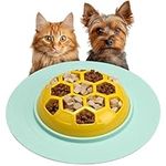Navaris Honeycomb Slow Eating Dog Bowl - Anti-Slip, Dishwasher Safe Design - Dog, Puppy, and Cat Puzzle Feeder - Durable, Separable Mat and Food Bowl Set