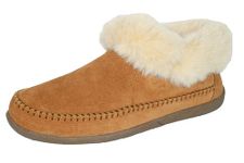 PEDOQU Women's Leather Slipper - Warm Faux Fur Pile Sheepskin Insole Lining Indoor Outdoor Moccasins Boot Slip