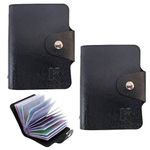 Kraptick 20 slots Cardholder with Double-Sided Slots, Wallet for Cards, ATM, Debit, Credit Cards Holder, Unisex Wallet with Leather Design, Pack of 2 (Black)