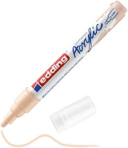 edding 5100 acrylic marker medium - beige - 1 waterproof acrylic paint marker - round nib 2-3mm - acrylic paint pen for drawing on canvas, art paper and wood - acrylic markers for pebbles
