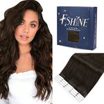 fshine Human Hair Tape in Hair Extensions Seamless Remy Hair 12 Inch 30g 20 Pcs Adhesive Glue in Hair Extensions Color 2 Dark Brown Tape in Real Human Hair Extensions for Women