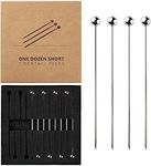 Jettory 12 PCS Short Cocktail Picks - Metal Stir Sticks for Drink Garnish, Bloody Mary Skewers, Shrimp Cocktail - Stainless Steel Cocktail Toothpicks - Cocktail Sticks for Drinks (Silver/4 Inches)